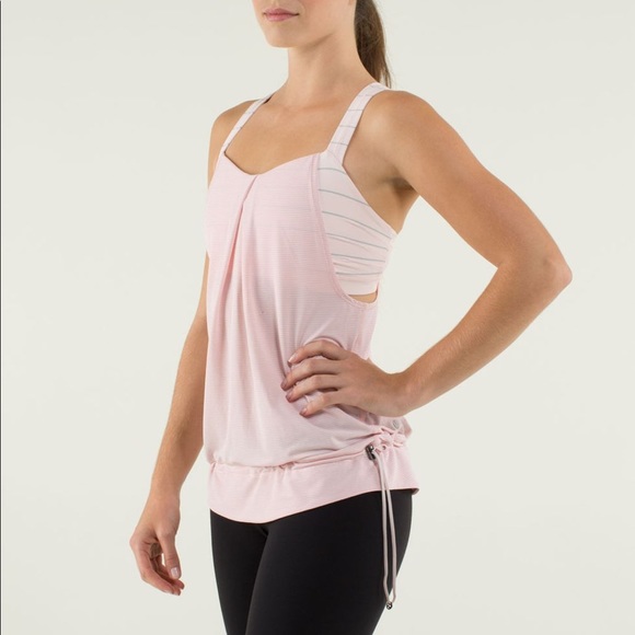 Lululemon Rest Less Tank Heathered Pretty Pink Top
